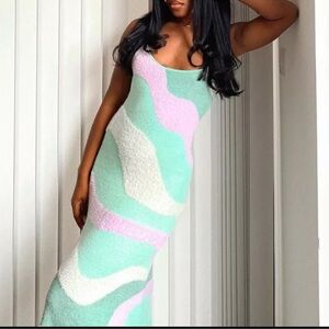 NWT Y2K Good Vibrations Dress Stretch BodyCon Med